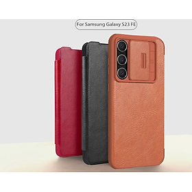Bao da cho SamSung Galaxy S23 FE chính hãng Nillkin QIN có nắp trượt bảo vệ camera sau - Hàng chính hãng - Màu Đen