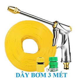 Bộ dây vòi xịt nước rửa xe,tưới cây .tăng áp 3 lần,loại 3m,5m 206701-2 đầu đồng,cút,nối nhựa+ tặng mở chai