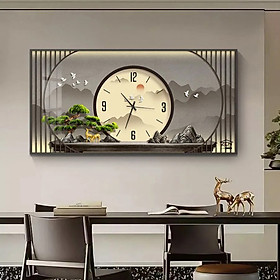 (CÓ ẢNH THẬT)Tranh đồng hồ tráng gương cây tùng 2 trang trí decor phòng khách quà tặng tân gia