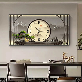 Mua (HCM) Tranh đồng hồ tráng gương hoa la tropical trang trí phòng khách quà tân gia kèm đinh treo