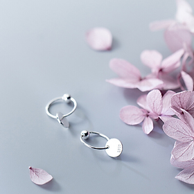 Khuyên tai bạc đẹp - Bông tai Bạc Nữ 925 Nấm trắng dễ thương