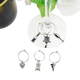 Pack of 6 Alloy Wine Charms Pendant Glasses Ring Wedding Party Table