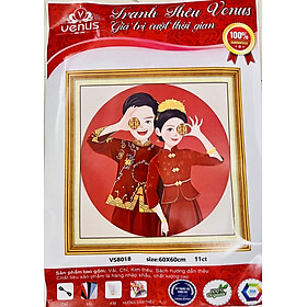 Mua Tranh thêu kín cô dâu chú rể vs8018  kích thước 60x60cm