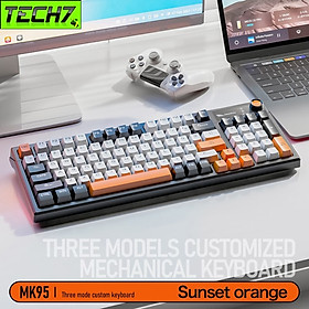 Bàn Phím Cơ Gaming không dây MK95 Bluetooth + USB + Cáp Pin sạc TypeC Hotswap cho máy tính laptop điện thoại hàng nhập khẩu