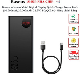 Pin dự phòng sạc nhanh vỏ kim loại Baseus Adaman Metal Digital Display Quick Charge Power Bank (10.000mAh/20.000mAh, 22.5W, PD/QC3.0 Quick charge Power Bank)- Hàng chính hãng - 20000mAh-đen