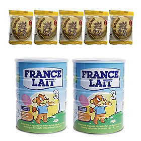 Combo 2 hộp Sữa bột France Lait số 3 (900g) - Dinh dưỡng cho trẻ từ 1 -3 tuổi – Tặng 5 bánh quy dừa Nhật Bản hiệu Aee
