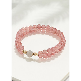 Vòng 2 line đá thạch anh dâu phối xà cừ - Ngọc Quý Gemstones