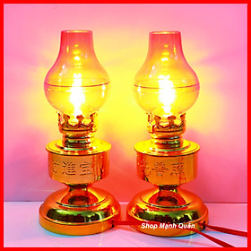 Bộ 2 Đèn thờ cúng kiểu đèn dầu rất đẹp, đèn để bàn thờ, đèn thờ phật, đèn rẻ nhất - Đèn thờ 