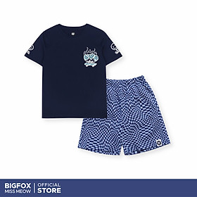 Bộ đồ bé trai cộc tay Bigfox Miss Meow size đại mặc nhà mùa hè vải cotton cho trẻ em nam 3-11 tuổi