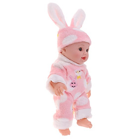 12 inch Pink Skin Reborn Baby Girl Doll Full Vinyl Newborn Baby w. Clothes Kids Toys Xmas Gifts Pink