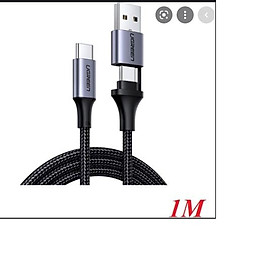 Cáp sạc nhanh Type C ra USB C + A Màu đen US314 Ugreen 70416 1m qc3.0 Hàng chính hãng