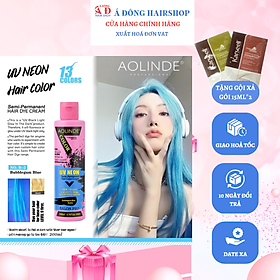 Kem nhuộm tóc Semi UV Neon Không Amoniac trên nền tóc tẩy Level 9 - Bubblegum Blue Xanh biển 200ml + Gội xả gói Karseell 15ml