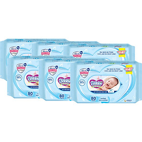 Combo Tiết Kiệm: 6 Gói Khăn Ướt Bobby Care Bổ Sung 80 Miếng/Gói