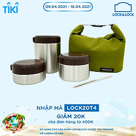 Bộ 3 Hộp Cơm Giữ Nhiệt Lock&Lock Mushroom LHC8025SLV - Bạc