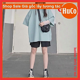 sét đồ bộ áo thun xanh ngắn tay Plan chất cotton mềm mát + quần đùi lửng đen, sét bộ đồ nam nữ freesize unisex giá rẻ
