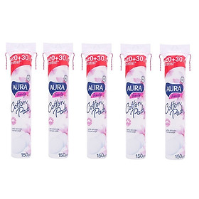Combo 5 bông tẩy trang Aura Beauty 150 miếng