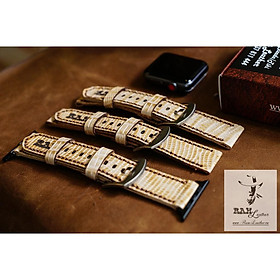 DÂY ĐỒNG HỒ DA BÒ THẬT DẬP VÂN CÁ SẤU TRẮNG - RAM CLASSIC 1926 - CHÍNH HÃNG RAM LEATHER