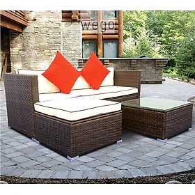 Mua WEGO BỘ SOFA MÂY NHỰA NGOÀI TRỜI/ BỘ SOFA SÂN VƯỜN// Outdoor Furniture Rattan Chair Sofa Set Balcony Table Garden Sofa 3 seater