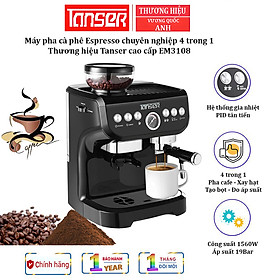 Mua Máy pha cà phê Espresso Cappuccino Latte  chuyên nghiệp 4 trong 1 Tanser EM3108 - Công suất lớn 1560W : 19 Bar áp suất