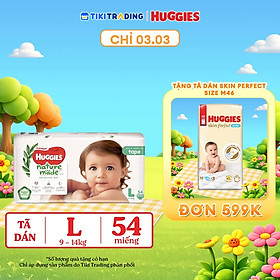 Tã Dán Siêu Cao Cấp Huggies Platinum Naturemade L54 (54 Miếng)