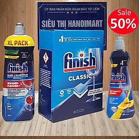 Viên rửa bát finish 110 viên+1150ml Nước làm bóng bát Finish dùng cho Máy rửa bát