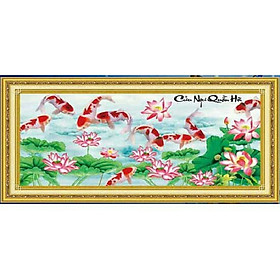 TRANH THÊU CỬU NGƯ QUẦN HỘI 222822 (150×70cm ) chưa thêu 