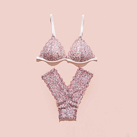 Set đồ lót ren không gọng đệm mỏng quần chữ Y hoa nhí thiết kế bởi Mebra MY032