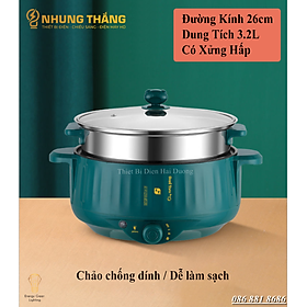 Hình ảnh Nồi Lẩu Mini Cắm Điện Đa Năng MX-22A ; MX-26A - Lớp Chống Dính - Phù hợp 2-4 Thành Viên - Tặng Kèm Xửng Hấp - Có Video