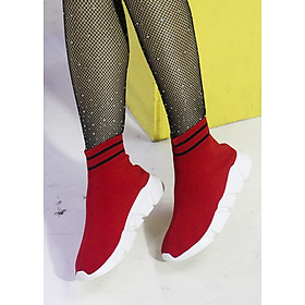 Giày Sneaker Nữ Cổ Cao ,Chất Chun Ôm Chân
