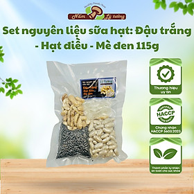 Set nguyên liệu sữa hạt: Đậu trắng - Hạt điều - Mè đen 115g