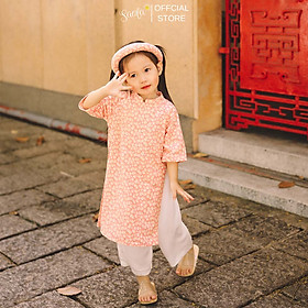 Áo Dài Tết Cách Tân Cho Bé Gái Hoạ Tiết Hoa Nhí - Áo Dài "Bình" - AD005 - SAOLA KIDS CLOTHING