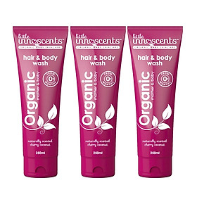 Bộ 3 tuýp Little Innoscents - Organic Cherry Coconut Hair & Body Wash (sữa tắm và gội đầu cho bé )
