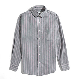 Áo Sơ Mi Nam Cao Cấp Phối Sọc Xám Sọc Trắng Đỏ 040223 BY COTTON