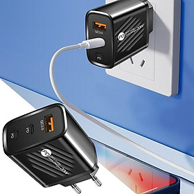 Trạm sạc tường 20W USB C Sạc nhanh Dual 2 Cổng PD được cấp nguồn + Bộ sạc sạc sạc CREY C