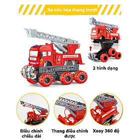 Đồ chơi trẻ em xe tải, xe xúc, xe trộn bê tông KAVY No. 8809 chạy đà có nhạc và đèn kích cỡ lớn bằng nhựa và hợp kim - Xe cứu hỏa