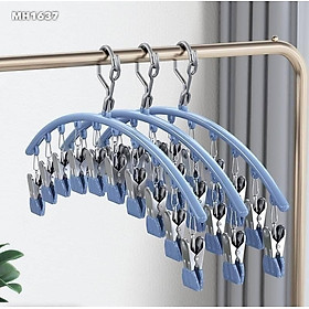Mua MÓC KẸP INOX MÀU HÌNH VÒNG CUNG GỒM 10 KẸP CÁCH ĐỀU NHAU  DỄ DÀNG PHƠI VÀ TREO VỚ TẤT  KHẨU TRANG  ĐỒ LÓT ĐA NĂNG  CHẤT LIỆU INOX CAO CẤP SIÊU BỀN