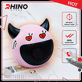 Máy sưởi ấm mùa đông mini Rhino W201 - quạt sưởi tiểu quỷ để bàn văn phòng, kèm bộ sticker cảm xúc tùy chỉnh - Hàng chính hãng