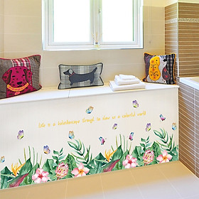 Mua Decal dán chân tường hoa cỏ đủ màu - 2 bộ ( 50 x 260 cm )