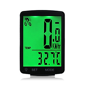 Đồng hồ đo tốc độ Đi xe đạp 2,8 inch Không thấm nước, màn hình hiển thị LCD-Màu xanh lá