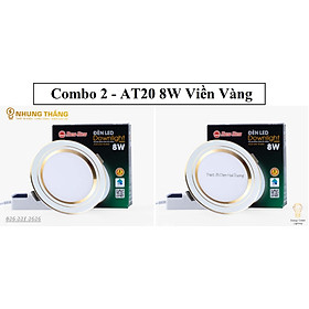 Combo Đèn Led Âm Trần Downlight Đổi Màu Rạng Đông AT20 ĐM - Công Suất 8w - Khoét Lỗ 90mm - Viền Vàng