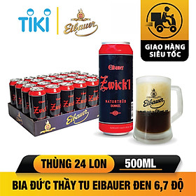 [BIA ĐỨC_SINCE 1810] Thùng 24 Lon Bia Tươi Thầy Tu EIBAUER ZWICK'L NATURTRUB DUNKEL  6.7 Độ 500Ml/Lon - Bia Tươi Men Sống Thượng Hạng