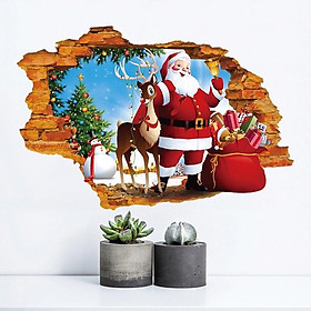Decal trang trí Noel - Cửa sổ hòn gạch Noel sắc nét vui nhộn