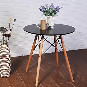 Mua Bàn Cafe bàn Eames Màu Đen Chân Gỗ Đan Sắt