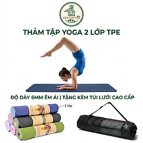 Thảm Tập Yoga TPE 2 Lớp PEAFLO Cao Cấp dày 6mm Kèm Túi - Màu ngẫu nhiên
