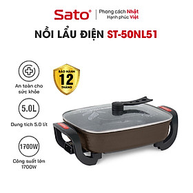 Nồi lẩu điện đa năng SATO 50NL51 5.0L - Nồi nhôm đúc nguyên chất có độ bền cao, phủ chống dính cao cấp an toàn sức khỏe - Miễn phí vận chuyển toàn quốc - Hàng chính hãng