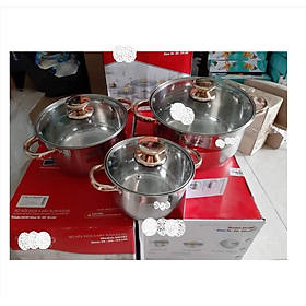 Mua Bộ 3 nồi inox vung kính 5 đáy