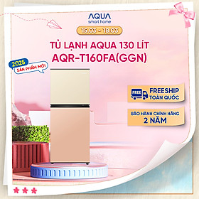 Mua  SẢN PHẨM MỚI 2025  Tủ lạnh AQUA 130 lít ngăn đá trên AQR-T160FA(GGN) - Màu Be hồng - Freeship toàn quốc - Bảo hành 2 năm - Hàng chính hãng
