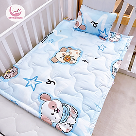 Combo nệm gối sơ sinh Katina House, bé đi nhà trẻ, vải tencel mát rượi, thấm hút và chống thấm tốt