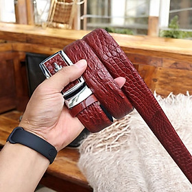 Thắt lưng da cá sấu bông hông mềm dễ sử dụng! TS120B (mặt bạc)