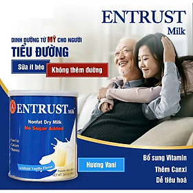 Sữa dành cho người tiểu đường Entrust Milk Bổ sung đầy đủ dinh dưỡng, cân bằng đường huyết, phòng loãng xương - QuaTangMe Extaste - 400g/hộp